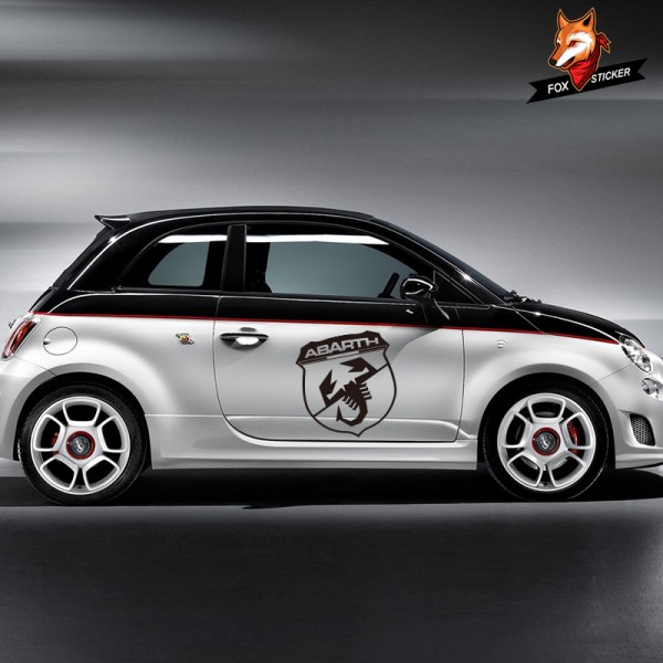 2 Sides Decals Wraps Body Stickers Graphics Vinyl Car Door Auto Styling Abarth Side Stripes Skirt Sticker For FIAT 500